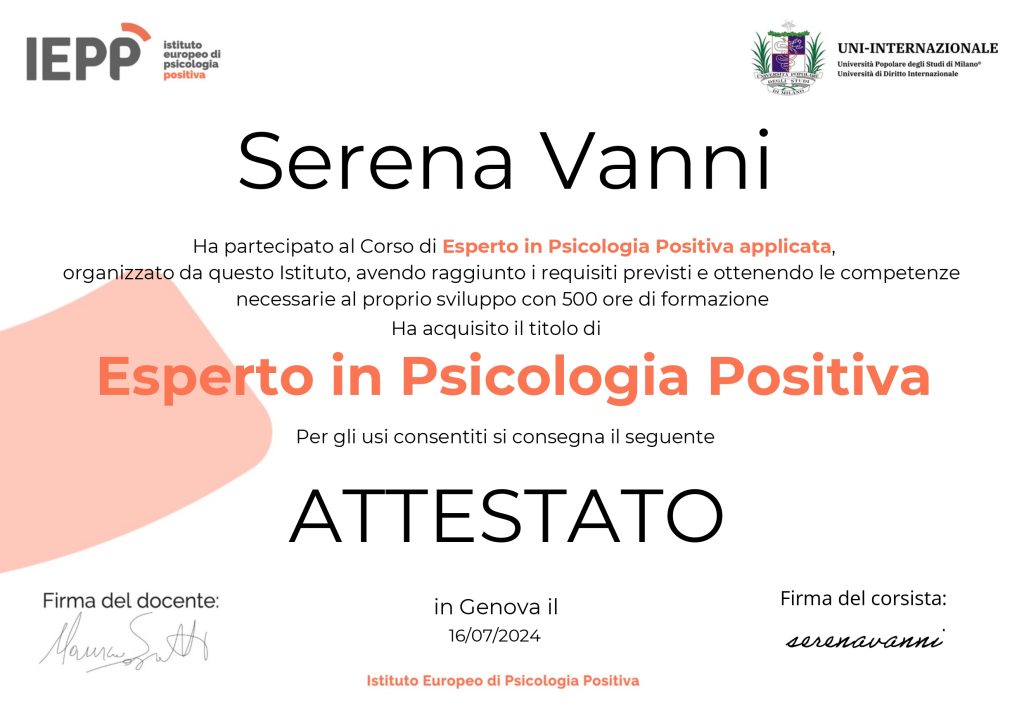 Attestato Psicologia Positiva